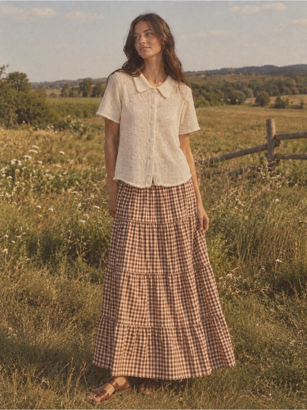 Nomad Cream Knit Button Down Sweater Top